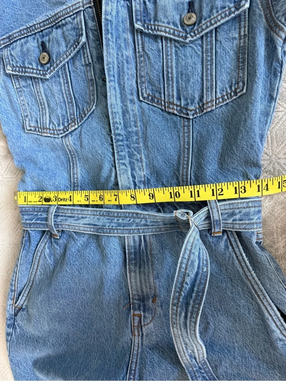 Abercrombie & Fitch Denim Jumpsuit with Belt